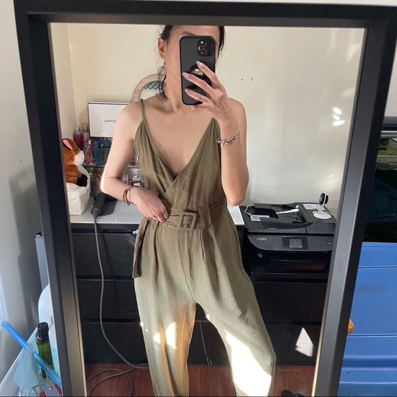 Linen Jumpsuit With Belt S - Picture 13 of 13